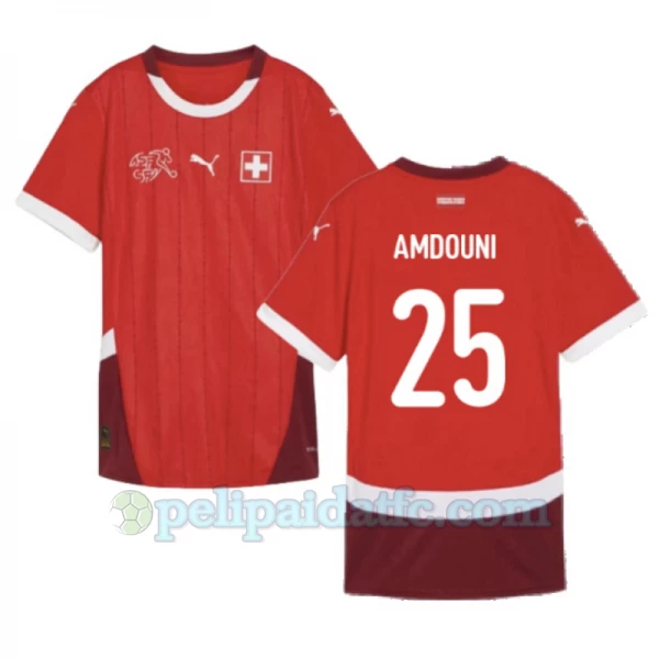 Amdouni #25 Sveitsi Jalkapallo Pelipaidat EM 2024 Kotipaita Miesten