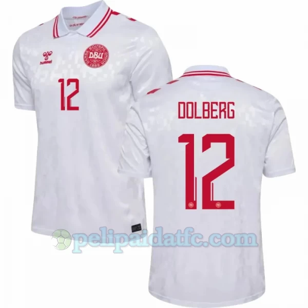 Dolberg #12 Tanska Jalkapallo Pelipaidat EM 2024 Vieraspaita Miesten
