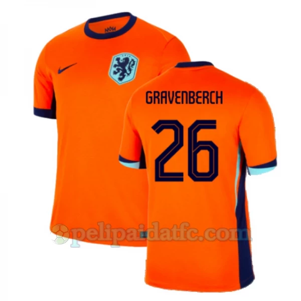 Gravenberch #26 Alankomaat Jalkapallo Pelipaidat EM 2024 Kotipaita Miesten
