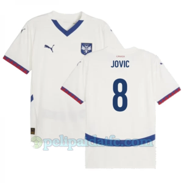 Jovic #8 Serbia Jalkapallo Pelipaidat EM 2024 Vieraspaita Miesten