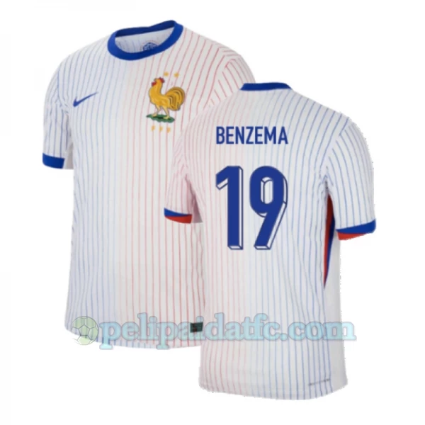 Karim Benzema #19 Ranska Jalkapallo Pelipaidat EM 2024 Vieraspaita Miesten
