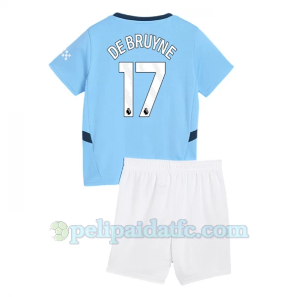 Lasten Manchester City Kevin De Bruyne #17 Jalkapallo Pelipaidat 2024-25 Kotipaita (+ Lyhyet Housut)