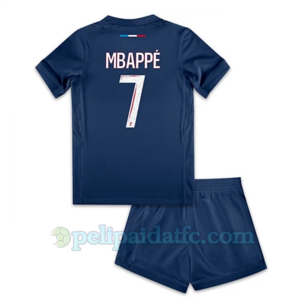 Lasten Paris Saint-Germain PSG Kylian Mbappé #7 Jalkapallo Pelipaidat 2024-25 Kotipaita (+ Lyhyet Housut)