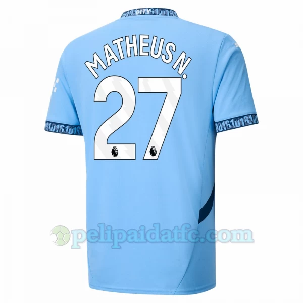 Manchester City Matheus N. #27 Jalkapallo Pelipaidat 2024-25 Kotipaita Miesten
