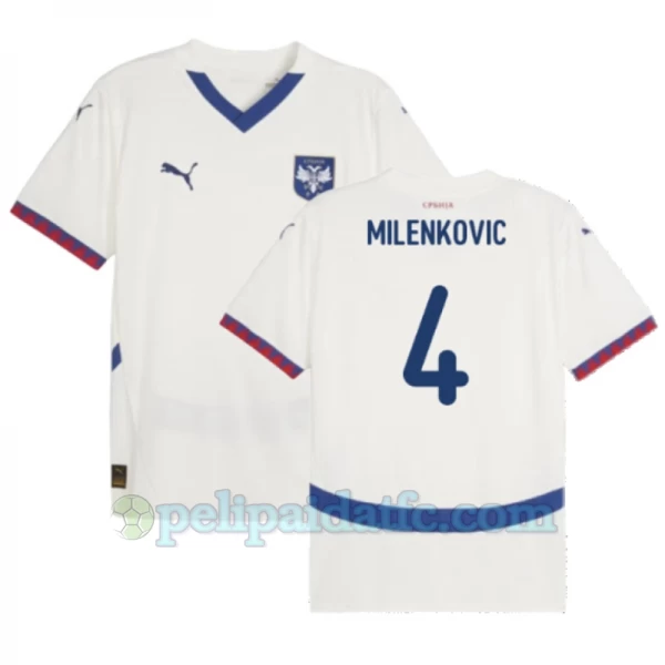 Milenkovic #4 Serbia Jalkapallo Pelipaidat EM 2024 Vieraspaita Miesten