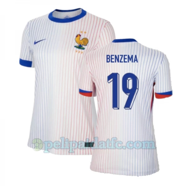 Naisten Karim Benzema #19 Ranska Jalkapallo Pelipaidat EM 2024 Vieraspaita