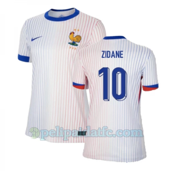 Naisten Zinédine Zidane #10 Ranska Jalkapallo Pelipaidat EM 2024 Vieraspaita