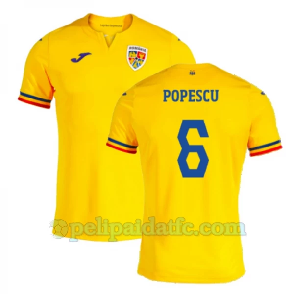 Popescu #6 Romania Jalkapallo Pelipaidat EM 2024 Kotipaita Miesten