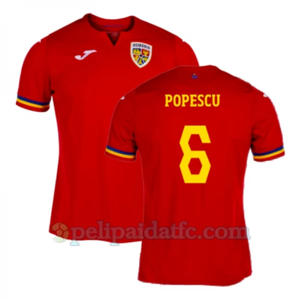 Popescu #6 Romania Jalkapallo Pelipaidat EM 2024 Vieraspaita Miesten
