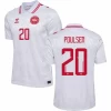 Poulsen #20 Tanska Jalkapallo Pelipaidat EM 2024 Vieraspaita Miesten