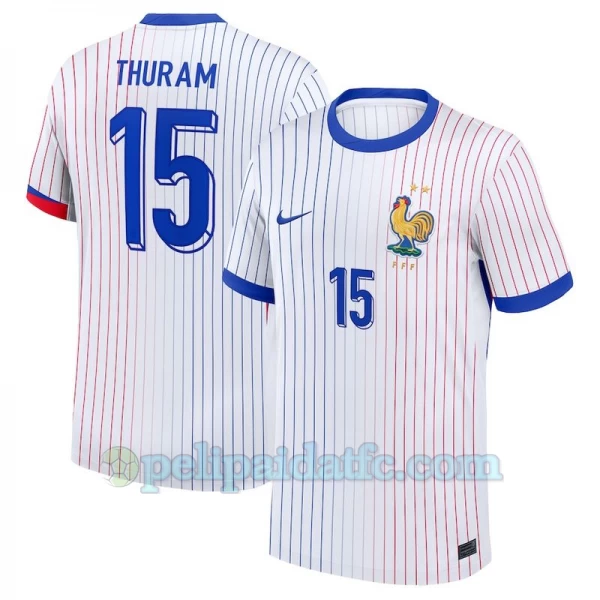 Thuram #15 Ranska Jalkapallo Pelipaidat EM 2024 Vieraspaita Miesten