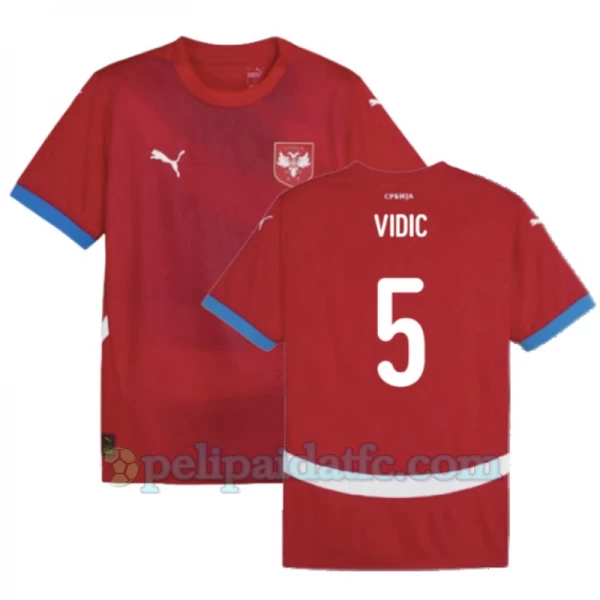 Vidic #5 Serbia Jalkapallo Pelipaidat EM 2024 Kotipaita Miesten