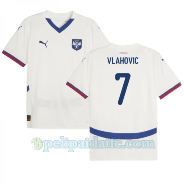 Vlahovic #7 Serbia Jalkapallo Pelipaidat EM 2024 Vieraspaita Miesten